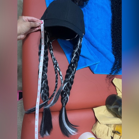 Baseball Cap Hat Wig with Long Braided Synthetic Hair Extension 25" Braided Pony - Picture 11 of 12